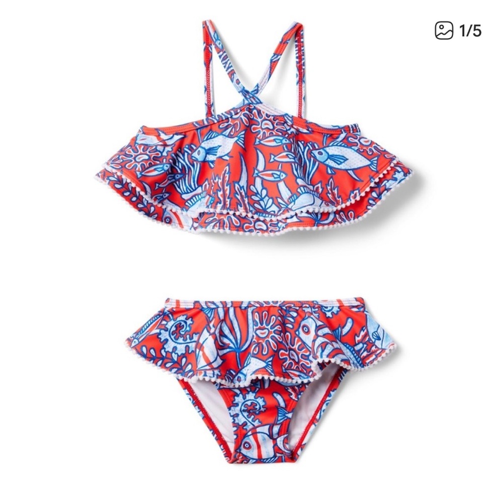 Janie and Jack Recycled Tropical Fish Halter 2-Piece Swimsuit 6-12M